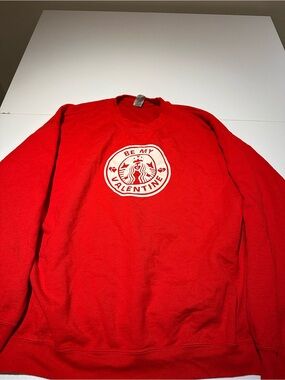 Gildan Red Crewneck Sweatshirt with White 'Be My Valentine' Graphic